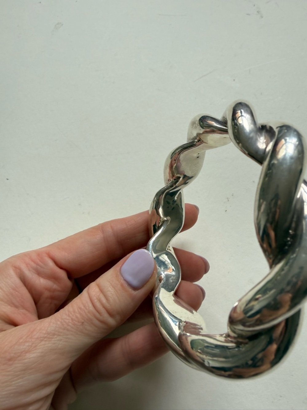 Sterling Silver 925 Twisted Rope Bangle Bracelet Large size - Picture 9 of 13